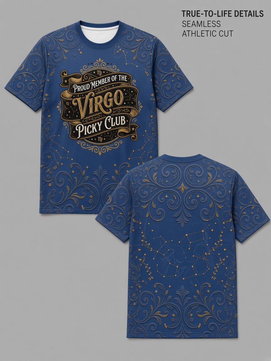 Virgo Picky Club 3D Optical Illusion Graphic Tee Breathable Athletic Mesh T-Shirt Casual and Sports Wear