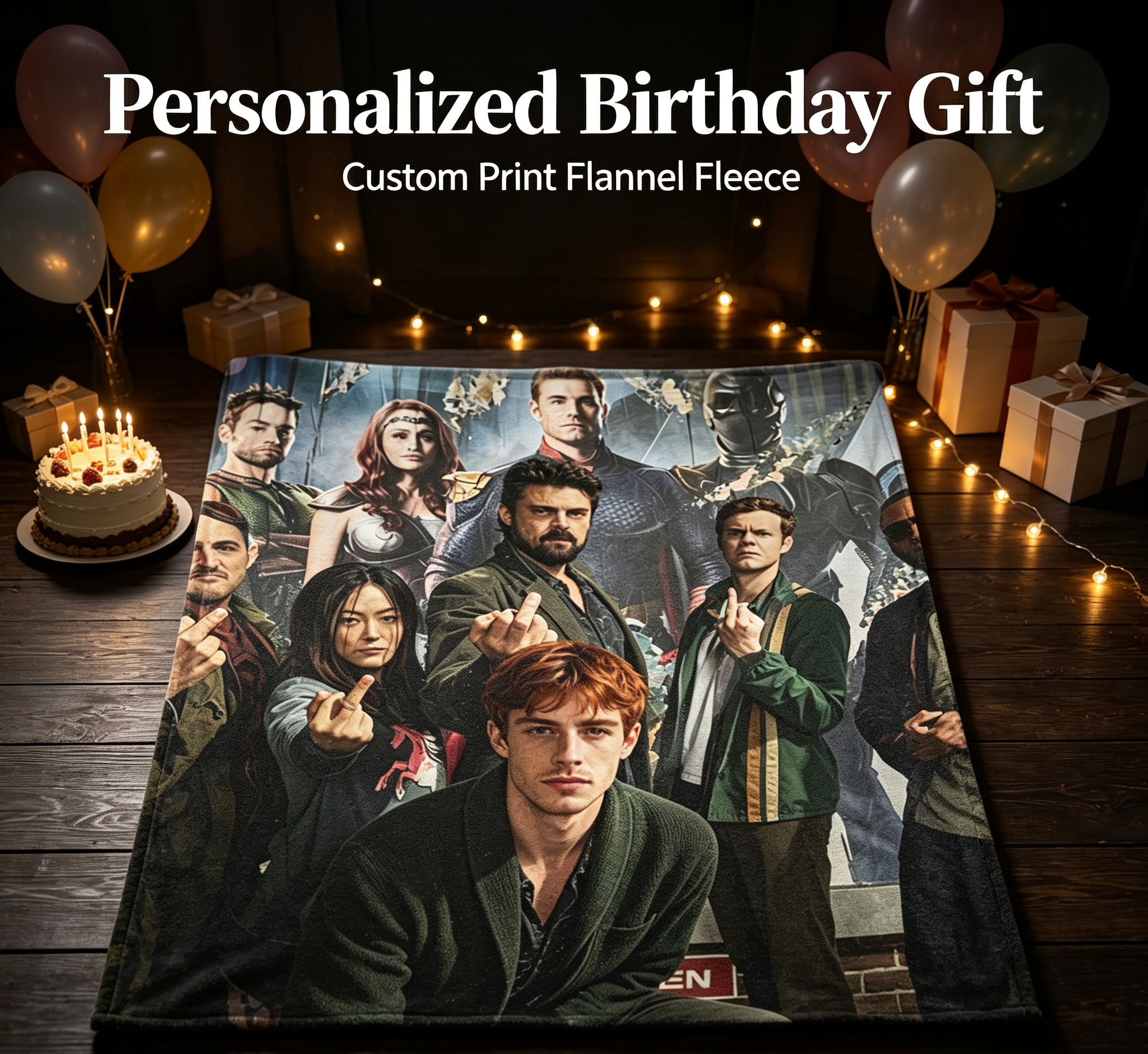 Custom Face Blanket - The Boys TV Series Characters Flannel Blanket - Cozy Living Room or Bedroom Decor - Perfect Gift for Fans and Collectors