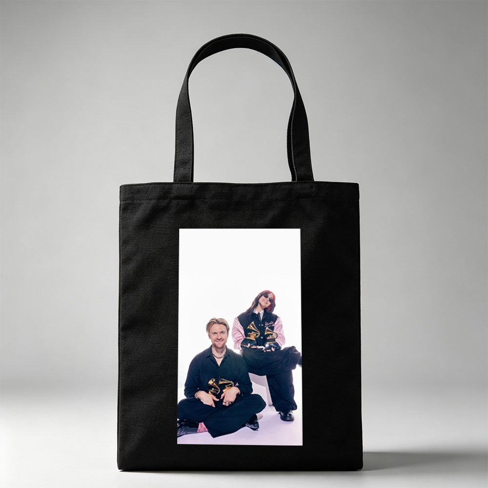 Billie Eilish and Finneas O'Connell at the Grammys with Their Awards - Canvas tote bags