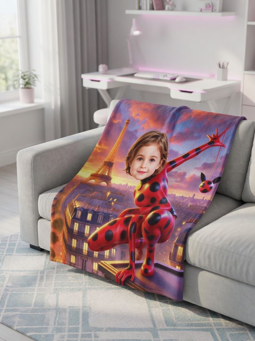 Custom Face Blanket Personalized Superhero Photo Flannel Throw for Kids and Adults, Cozy Plush Bed Couch Gift