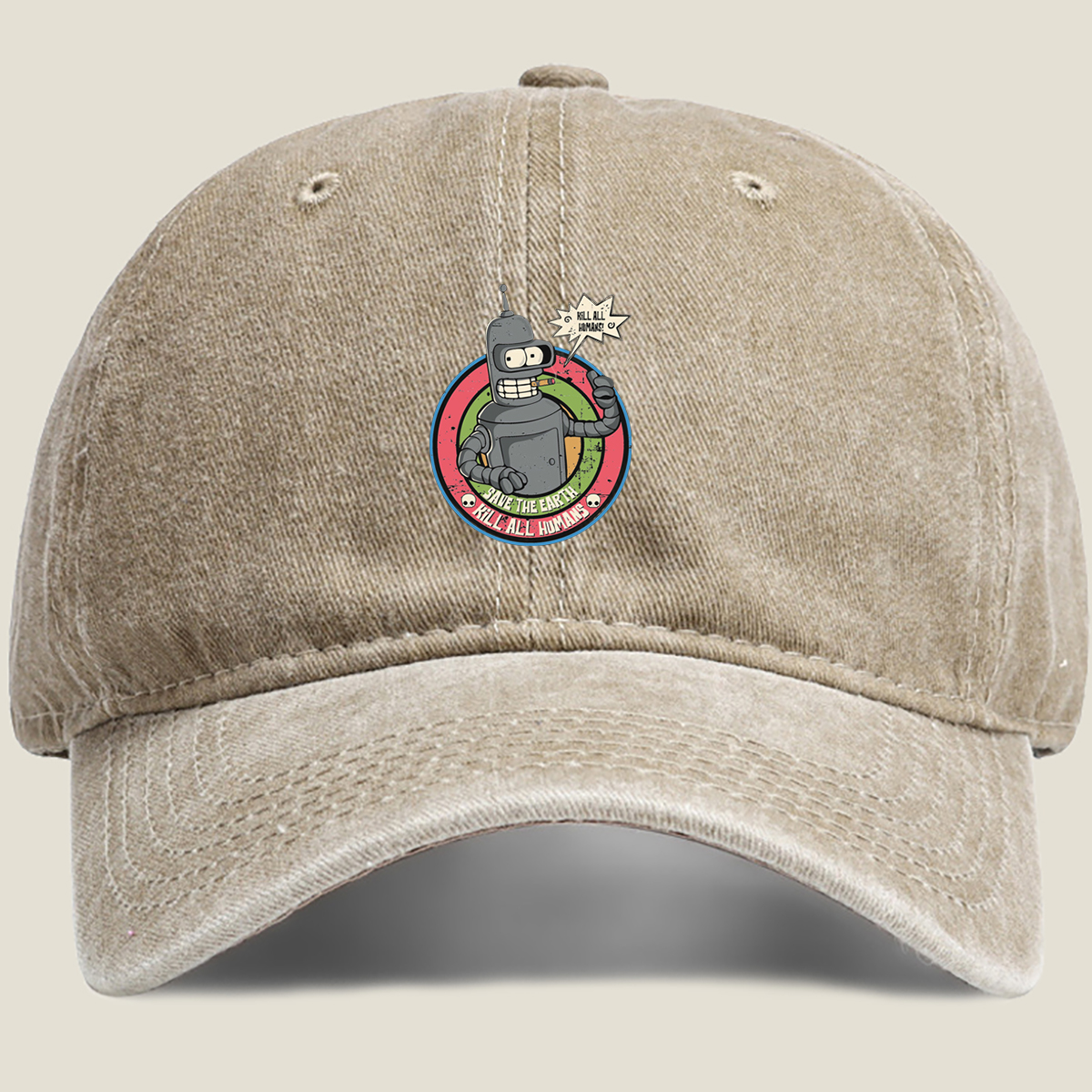 Futurama Bender: Save the Earth, Kill All Humans - Washed Denim - Baseball Cap