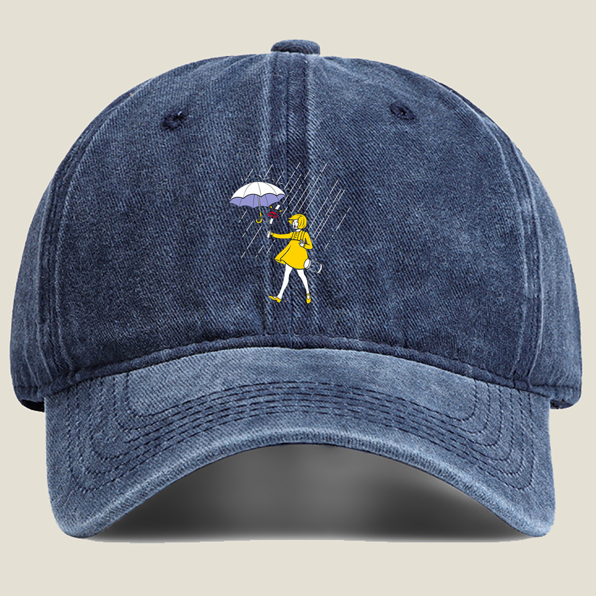 Mary Poppins in the Rain - Washed Denim - Baseball Cap