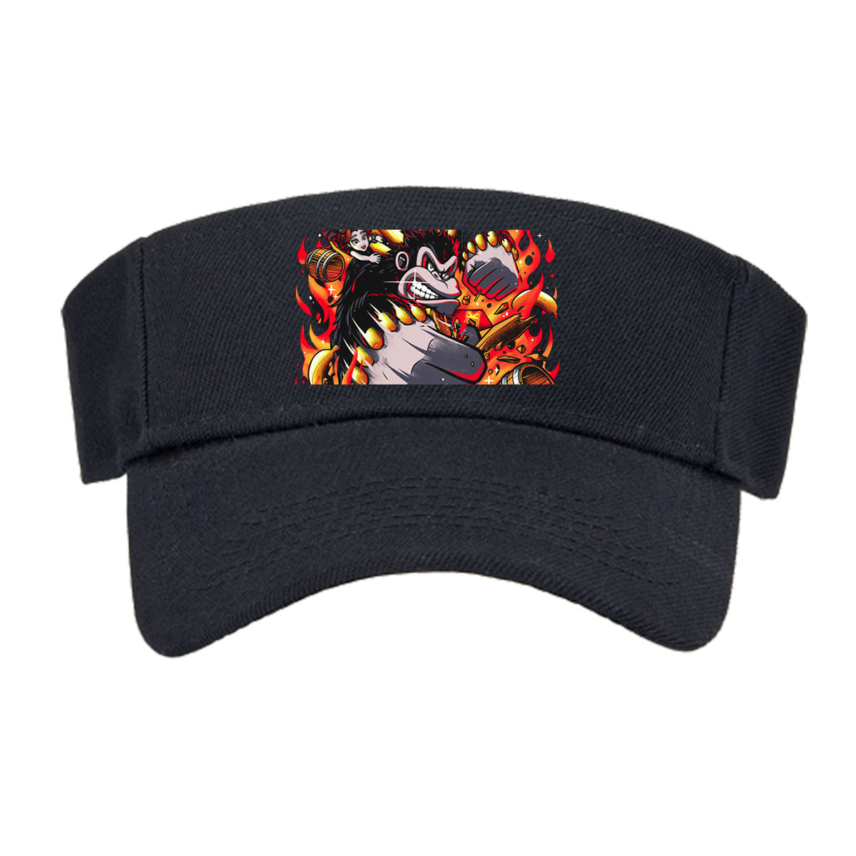 Donkey Kong and Diddy Kong in Fiery Action with Bananas and Barrels -  Visor cap