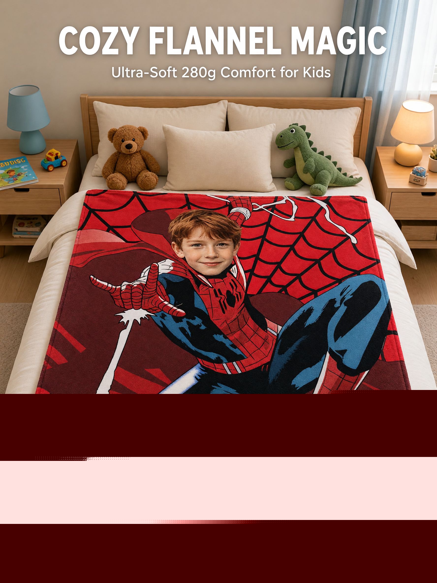 Custom Face Photo Superhero Flannel Fleece Blanket Personalized Comic Hero Throw Cozy Bedding Gift for Kids and Adults