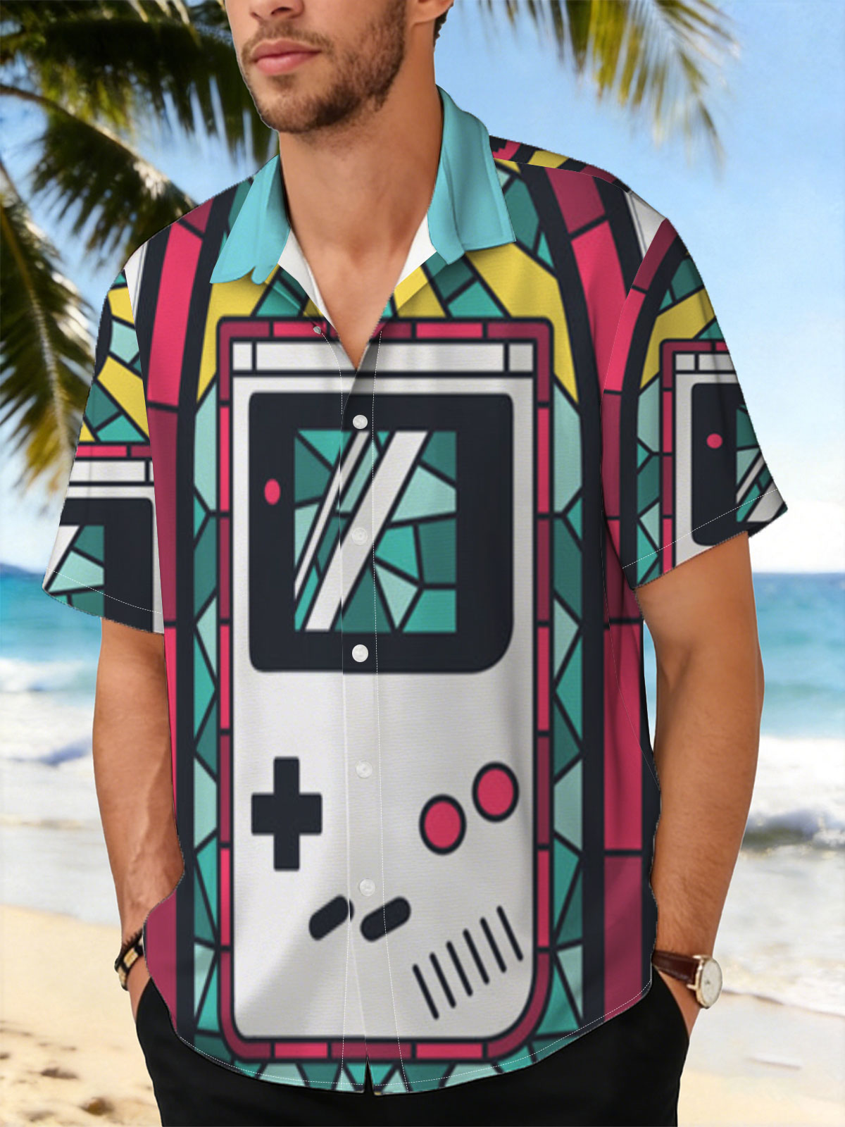 Stained Glass Game Boy Art -  Shirt