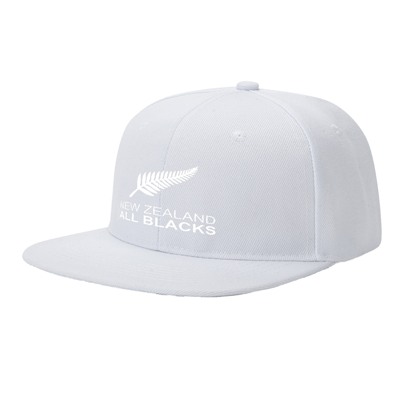 Flat Brim Baseball Cap New Zealand All Blacks Silver Fern Logo Streetwear Underground Skate Style Basketball Court Skatepark Urban Outfit for Skaters Rappers Streetwear Enthusiasts