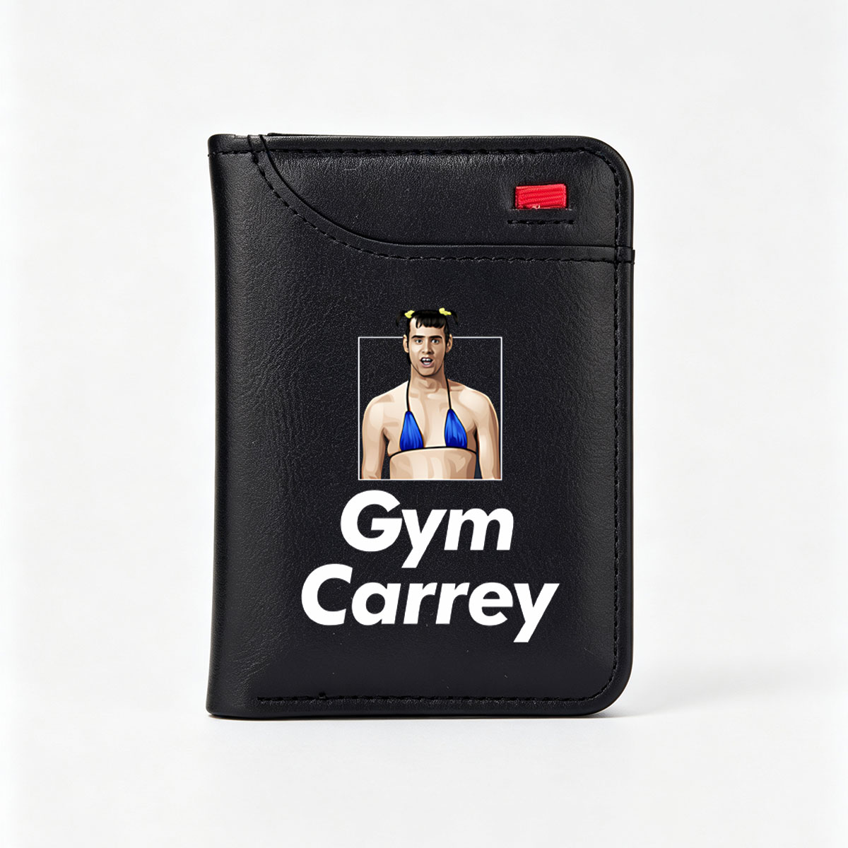 Gym Carrey: Jim Carrey in a Blue Bikini with Pigtails - Vertical Style Wallet