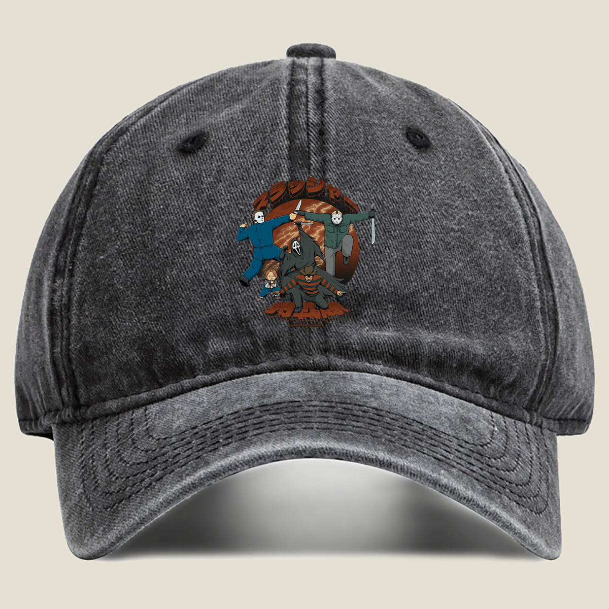 Slasher Special Sentai: Michael, Jason, Ghostface, Chucky, and Tiffany - Washed Denim - Baseball Cap