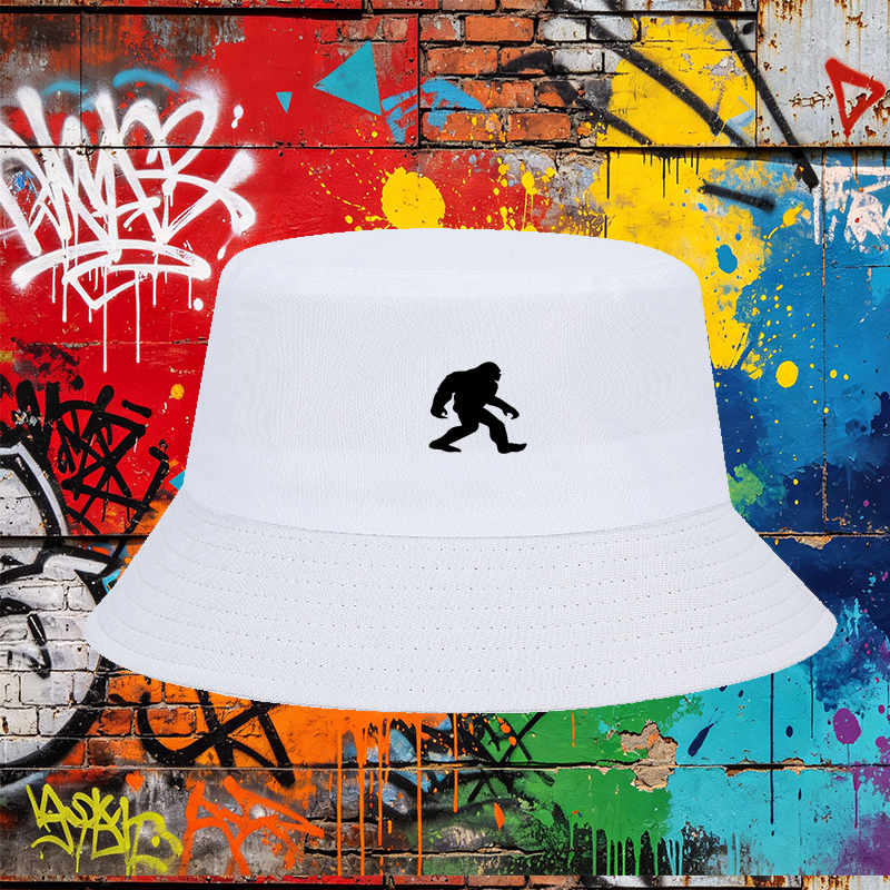 Unisex Classic Bucket Hat with Bigfoot Silhouette Print - Outdoor Adventure Hat for Hiking, Camping, and Travel - Perfect for Nature Lovers and Explorer Enthusiasts