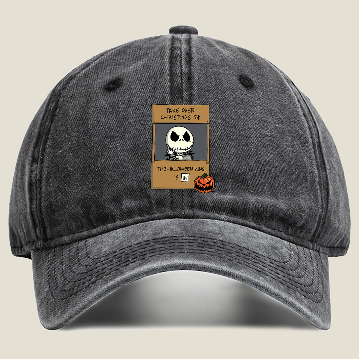 Jack Skellington Takes Over Christmas - Washed Denim - Baseball Cap