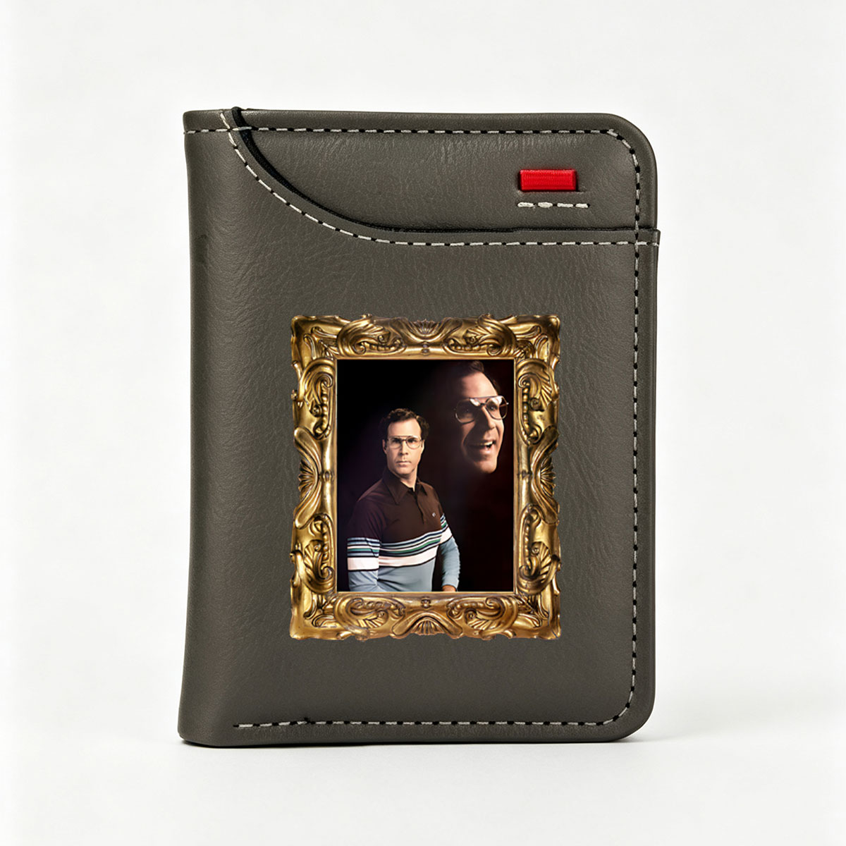 Steve Martin in a gold frame with a ghostly reflection - Vertical Style Wallet