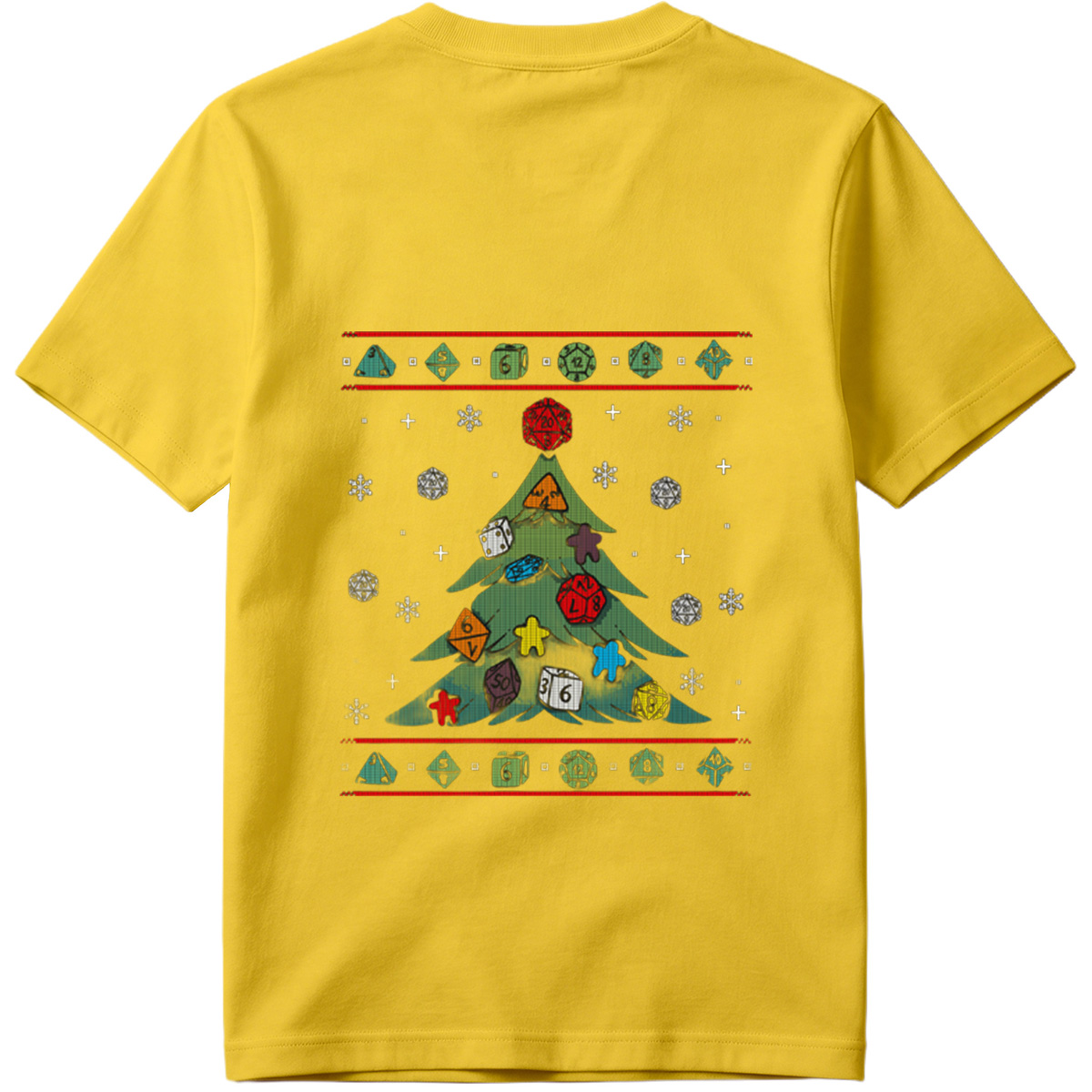 D&D Christmas Tree with Polyhedral Dice Decorations - Tee