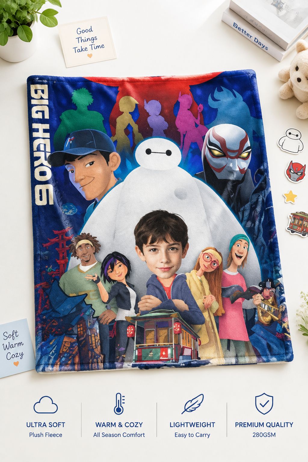 Custom Photo Face Blanket Personalized Superhero Flannel Throw Anti-Pilling Lightweight Plush Ideal Meaningful Gift