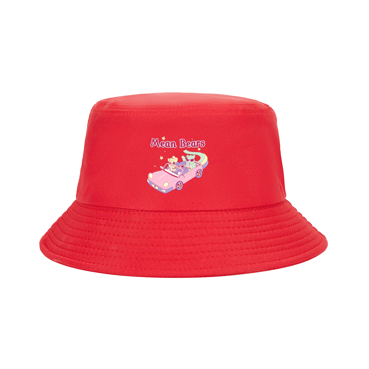 Mean Bears in a Pink Car with Three Cute Characters - Fisherman's Hat