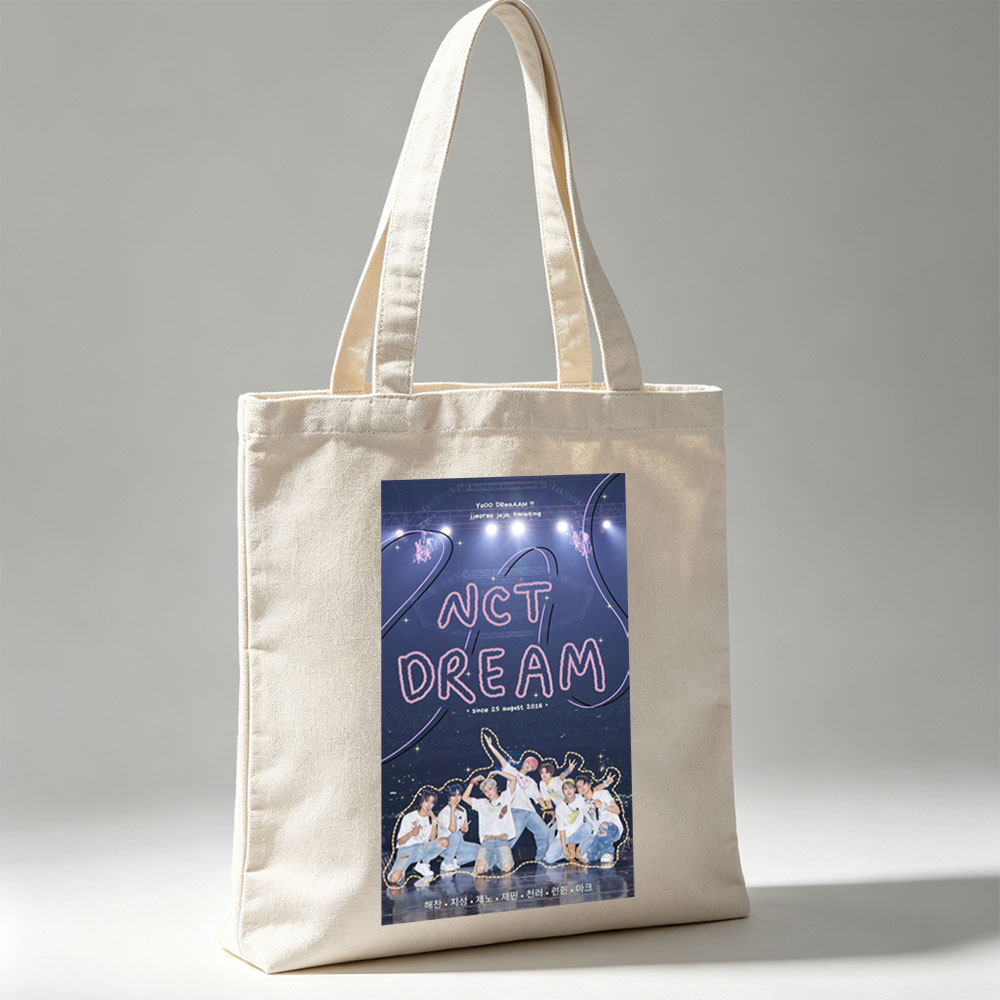 NCT DREAM on Stage Performance in Vibrant Group Photo with Cosmic Background - Canvas tote bags