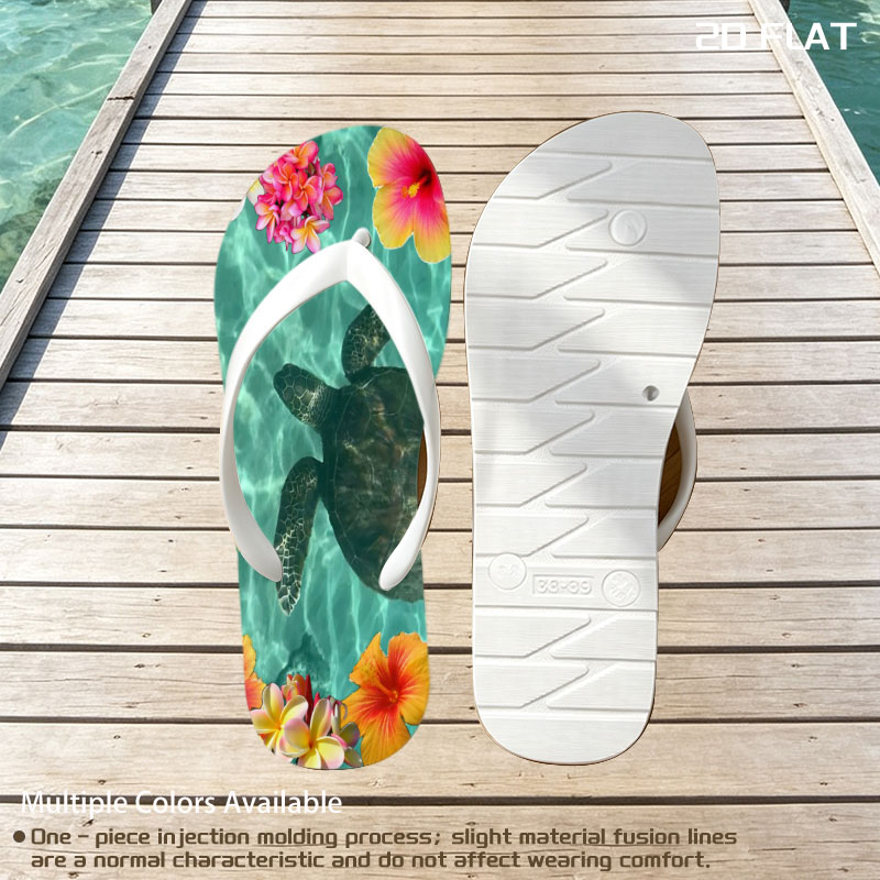 Sea Turtle Swimming Among Tropical Flowers in Clear Water -  flip-flops