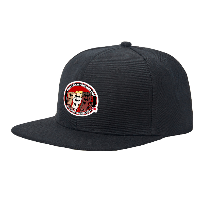 Flat Brim Baseball Cap Rise Against The Regime Fist Print Streetwear Underground Skate Style For Basketball Court Skate Park Urban Activist Skater Hip Hop Artist