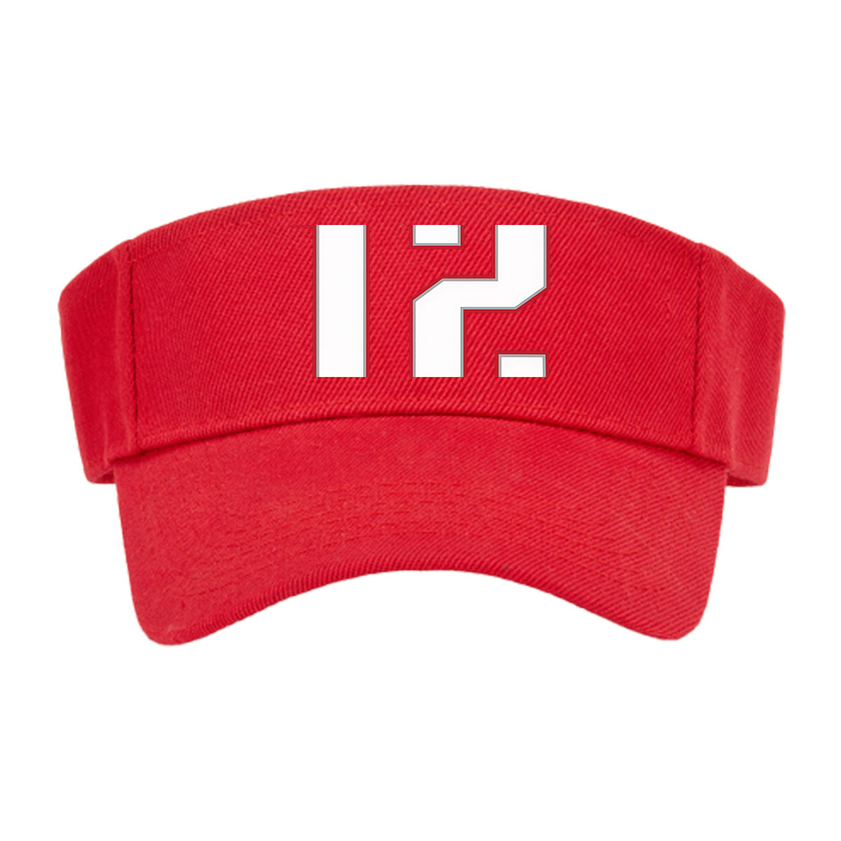 Number 12 in White with Red Outline on Dark Background -  Visor cap