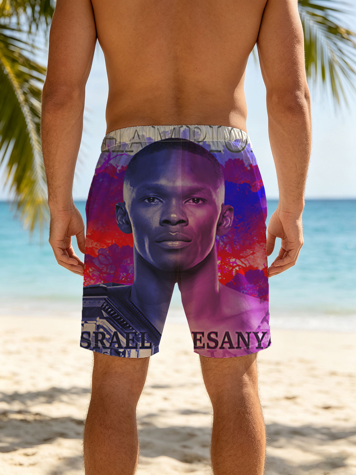 Israel Adesanya Champion UFC Fighter Portrait -  Beach shorts