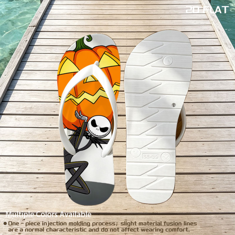 Jack Skellington Holding a Giant Jack-o'-Lantern -  flip-flops