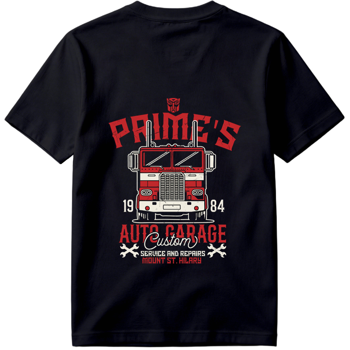 Transformers Optimus Prime Auto Garage T-Shirt Design - Tee