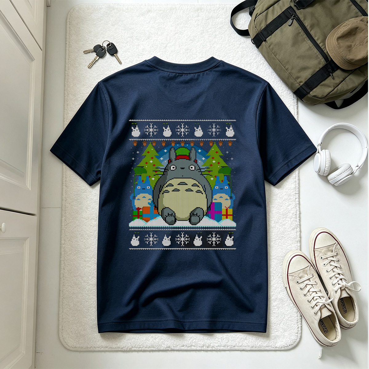 Totoro Christmas Sweater Design - Tee