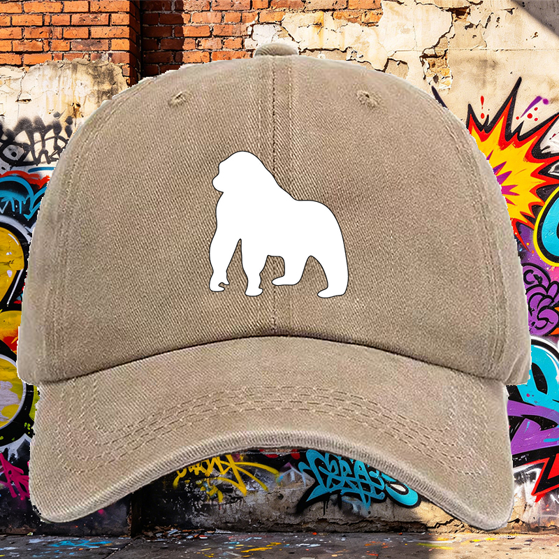 Men's Printed Washed Cap with Lion Silhouette Design - Casual Round Brim Summer Lightweight Hat for Outdoor Activities, Travel, and Daily Wear - Ideal for Men Who Love Animal Motifs and Streetwear Style