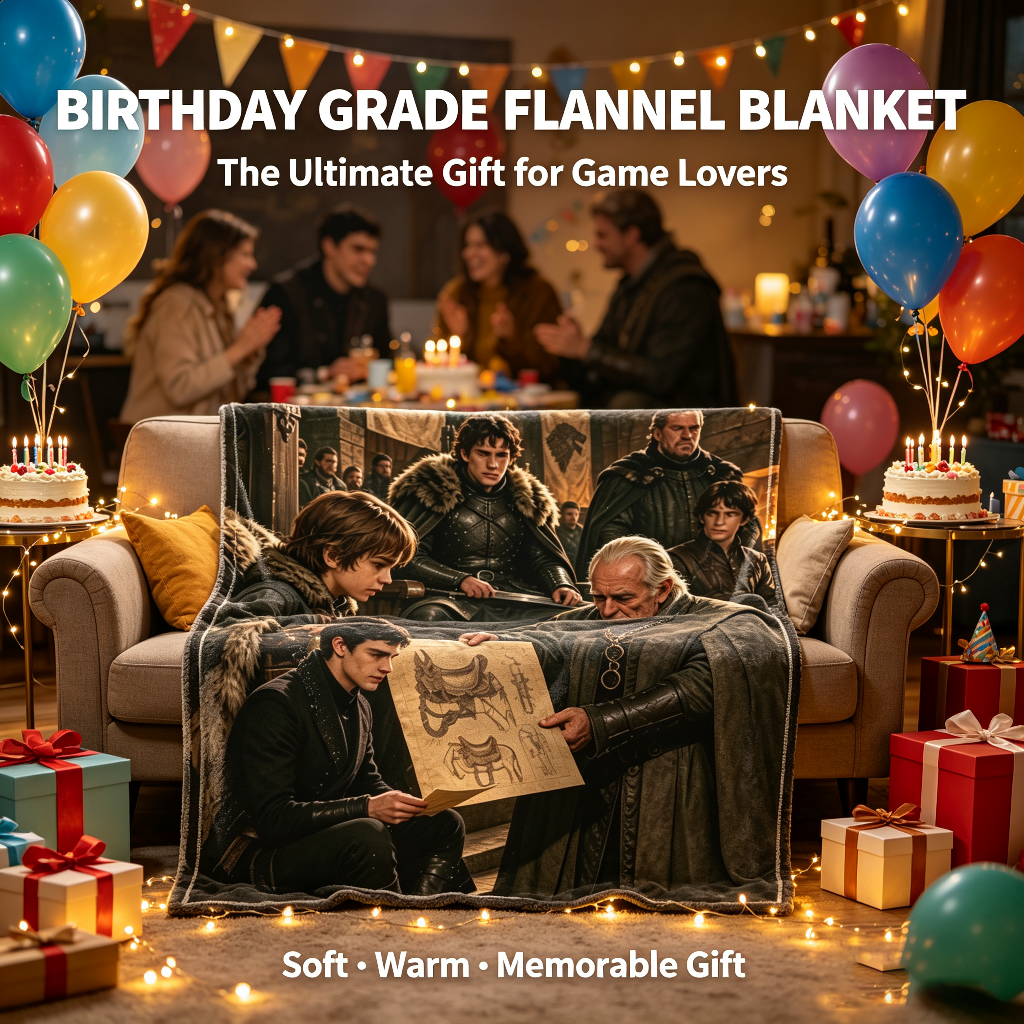 Custom Face Blanket Game of Thrones Characters Flannel Blanket for Couch, Bed, or Travel – Perfect Gift for Fans and Collectors