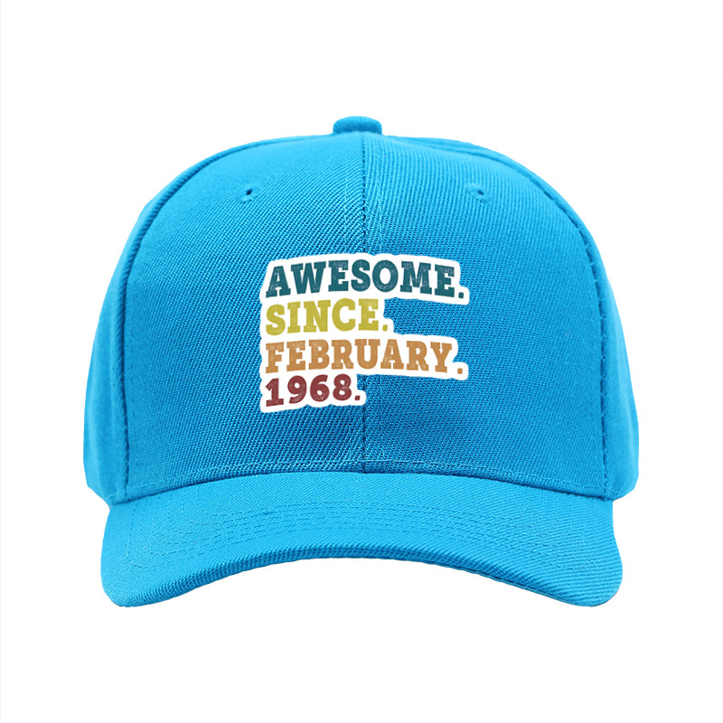 1pc New Baseball Cap Awesome Since February 1968 Print Unisex Adjustable Hat for Outdoor Activities Adults Casual Wear Fashion Statement Accessories
