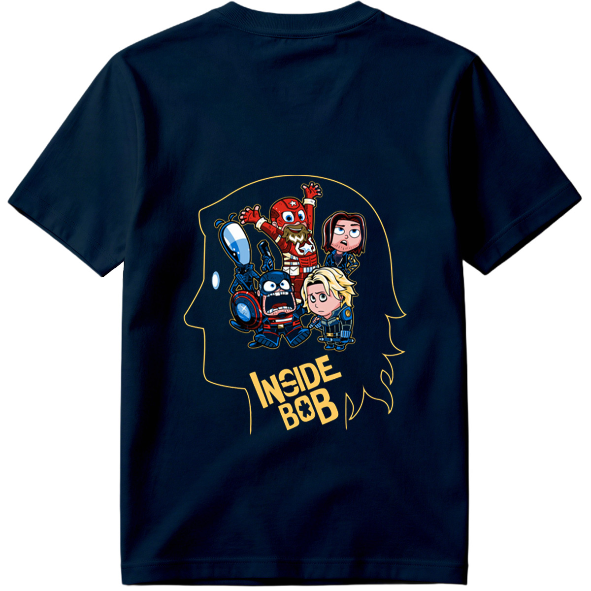 Inside Bob: Captain America, Black Widow, and Thor in Chibi Style - Tee