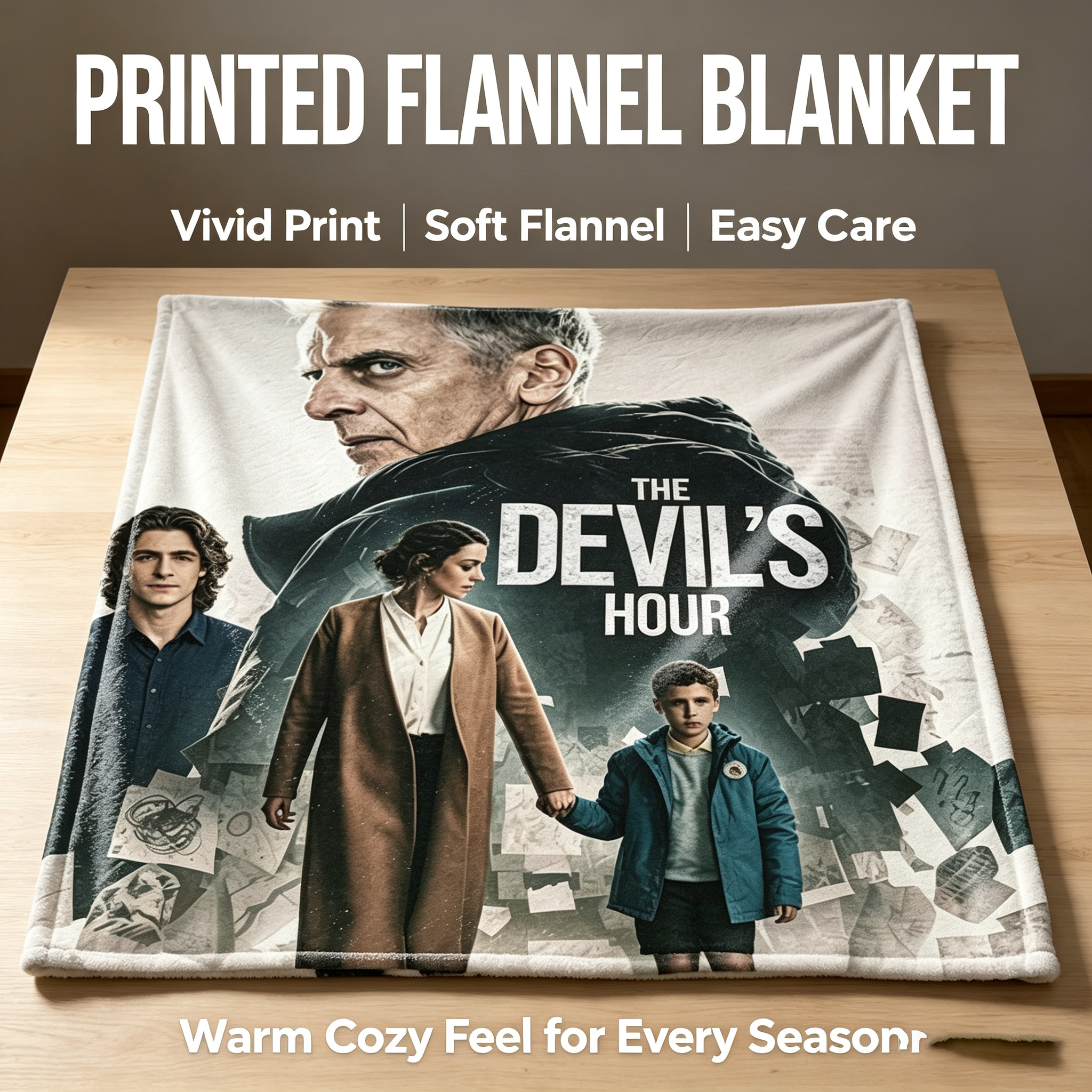 Custom Face Blanket The Devil's Hour Flannel Blanket Movie Poster Design Cozy Home Decor Gift for Fans