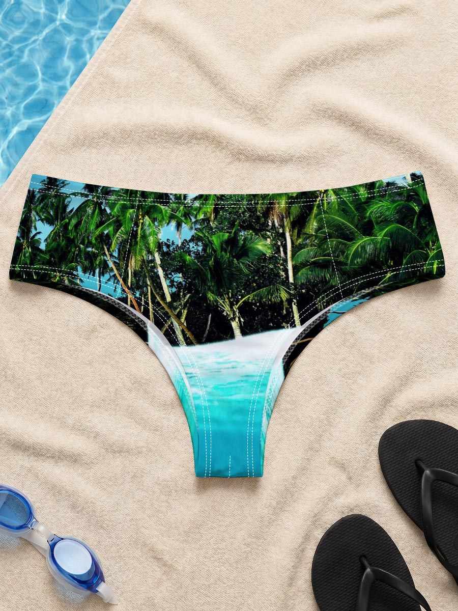Crystal Clear Waters and Palm Trees Under Blue Sky -  Men's swim trunks