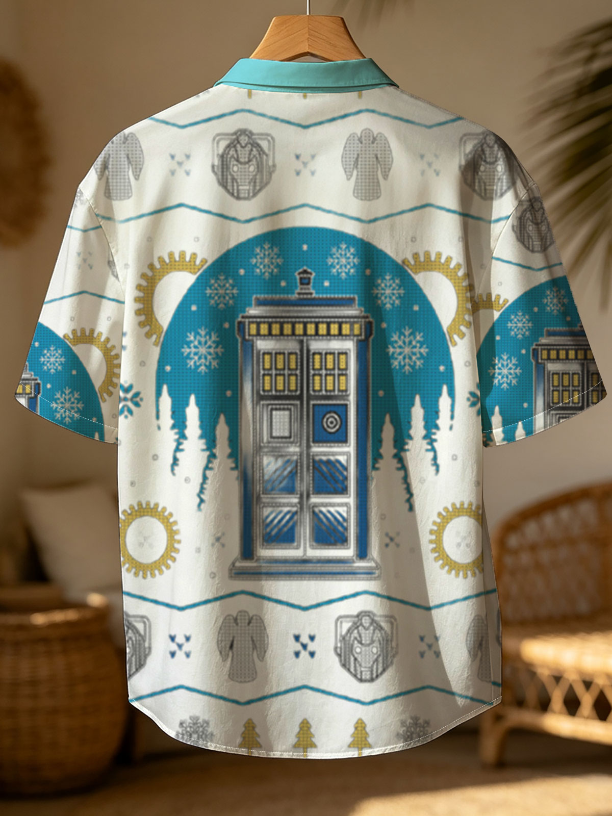Doctor Who Christmas Sweater: TARDIS, Cybermen, Weeping Angels, and Snowflakes -  Shirt