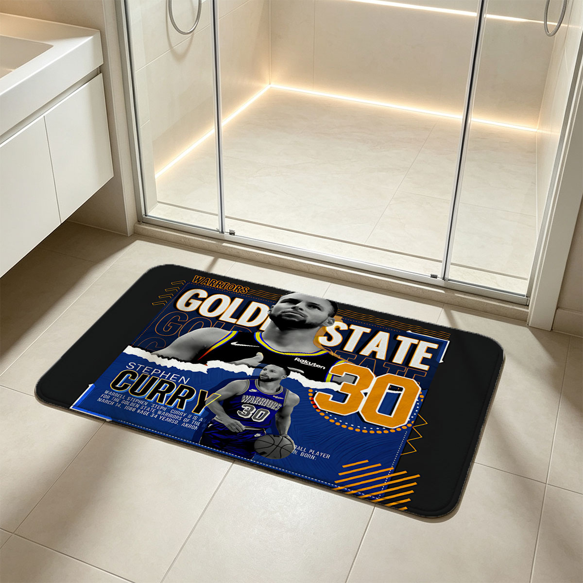 Stephen Curry, Golden State Warriors #30, NBA Basketball Player - Flannel floor mat
