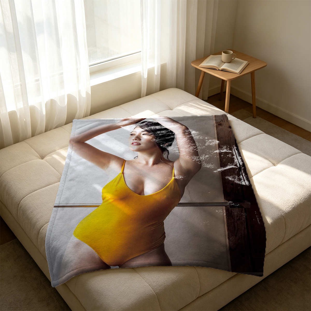 Nude topless smiling portrait of Bruna Marquezine - Blanket