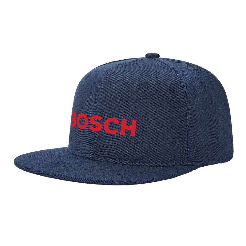 Flat Brim Baseball Cap Bosch Logo Print Streetwear Underground Skate Style for Basketball Court Skate Park Urban Lifestyle Skaters Rappers Streetwear Enthusiasts