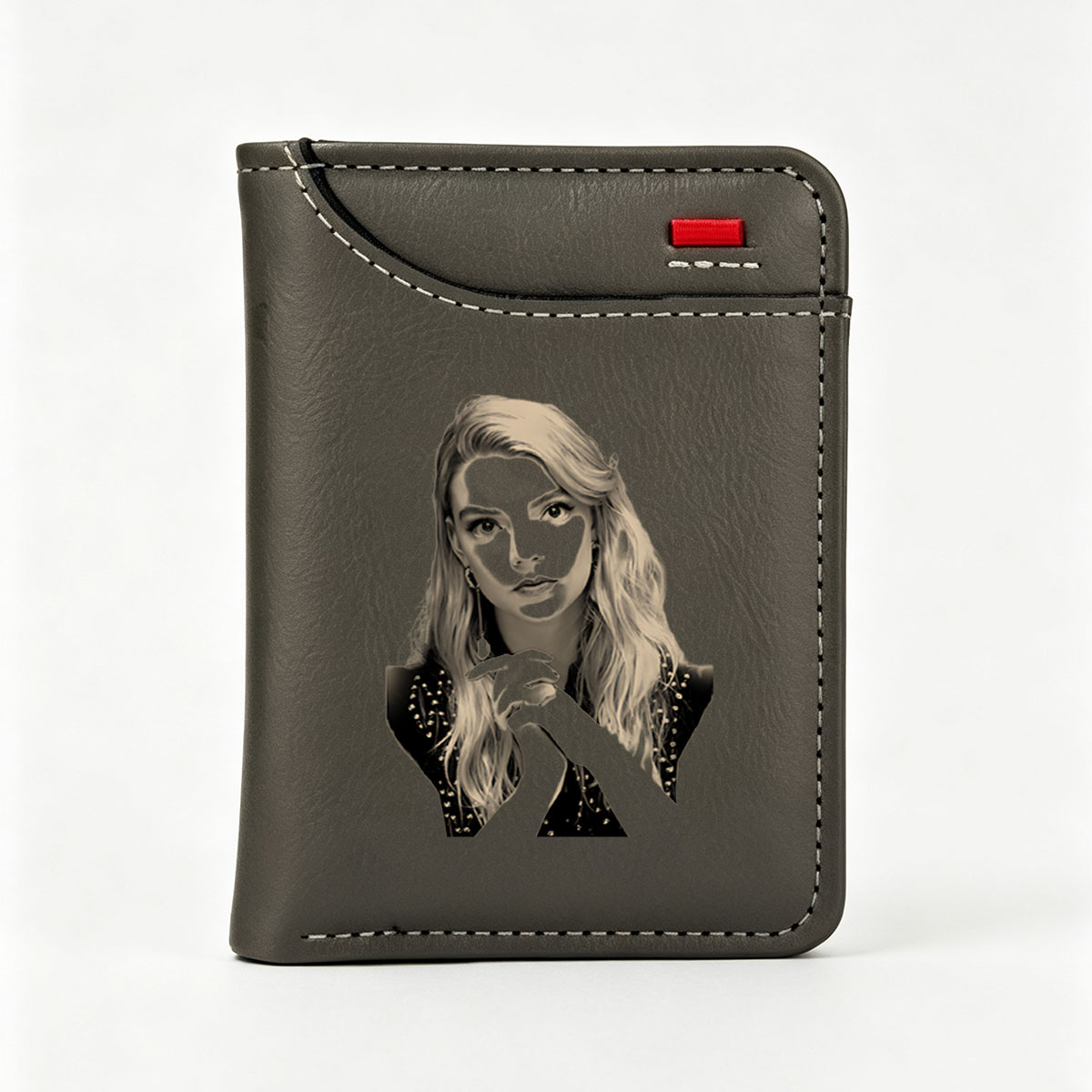 Mysterious Woman with Masked Face and Long Blonde Hair - Vertical Style Wallet