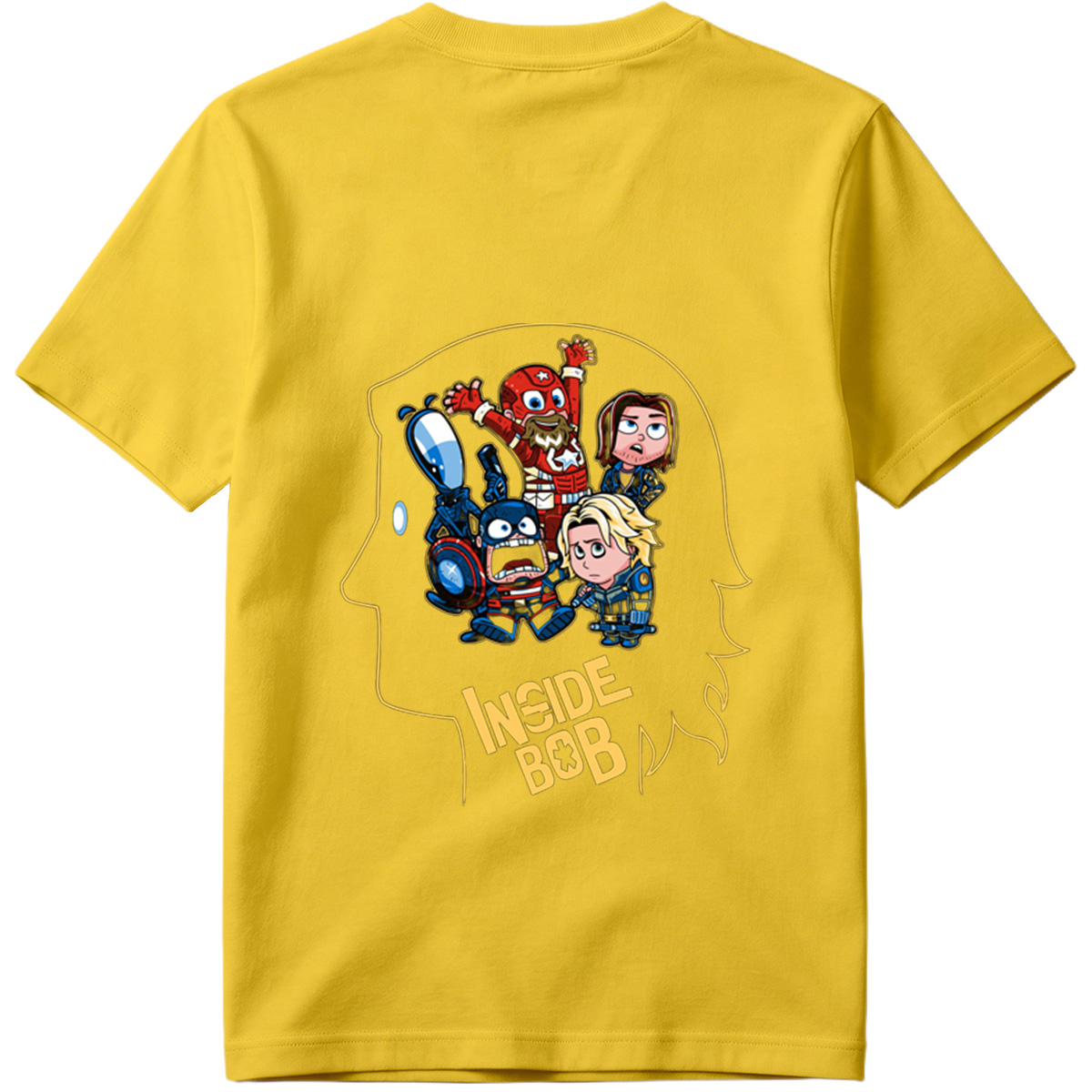 Inside Bob: Captain America, Black Widow, and Thor in Chibi Style - Tee