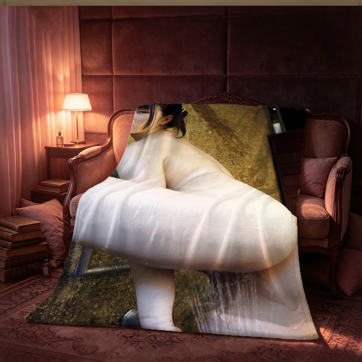 Maid Lingerie Lollipop Tease in Gaming Chair - Blanket