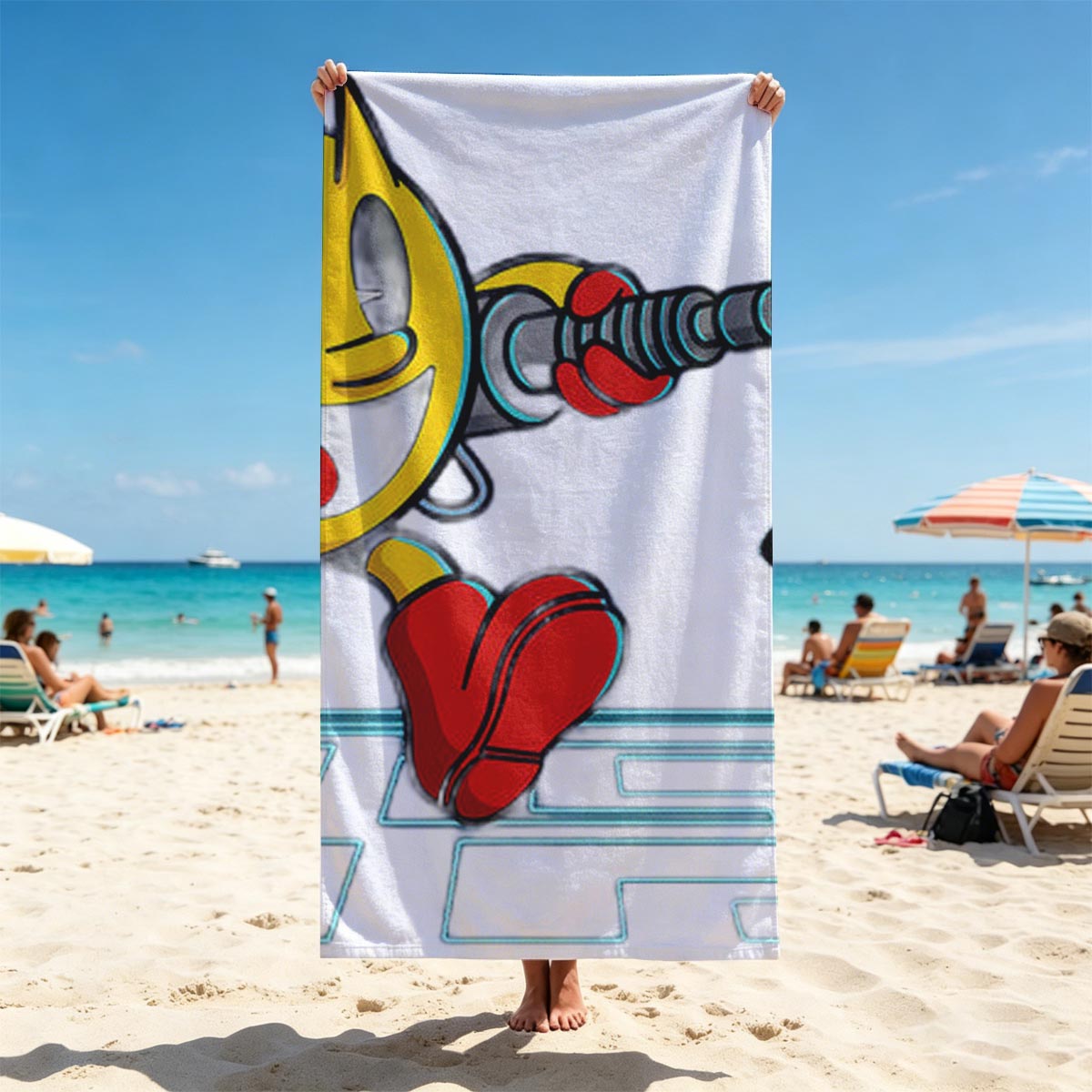 Pac-Man vs. Ghost: Classic Arcade Showdown - Beach towels