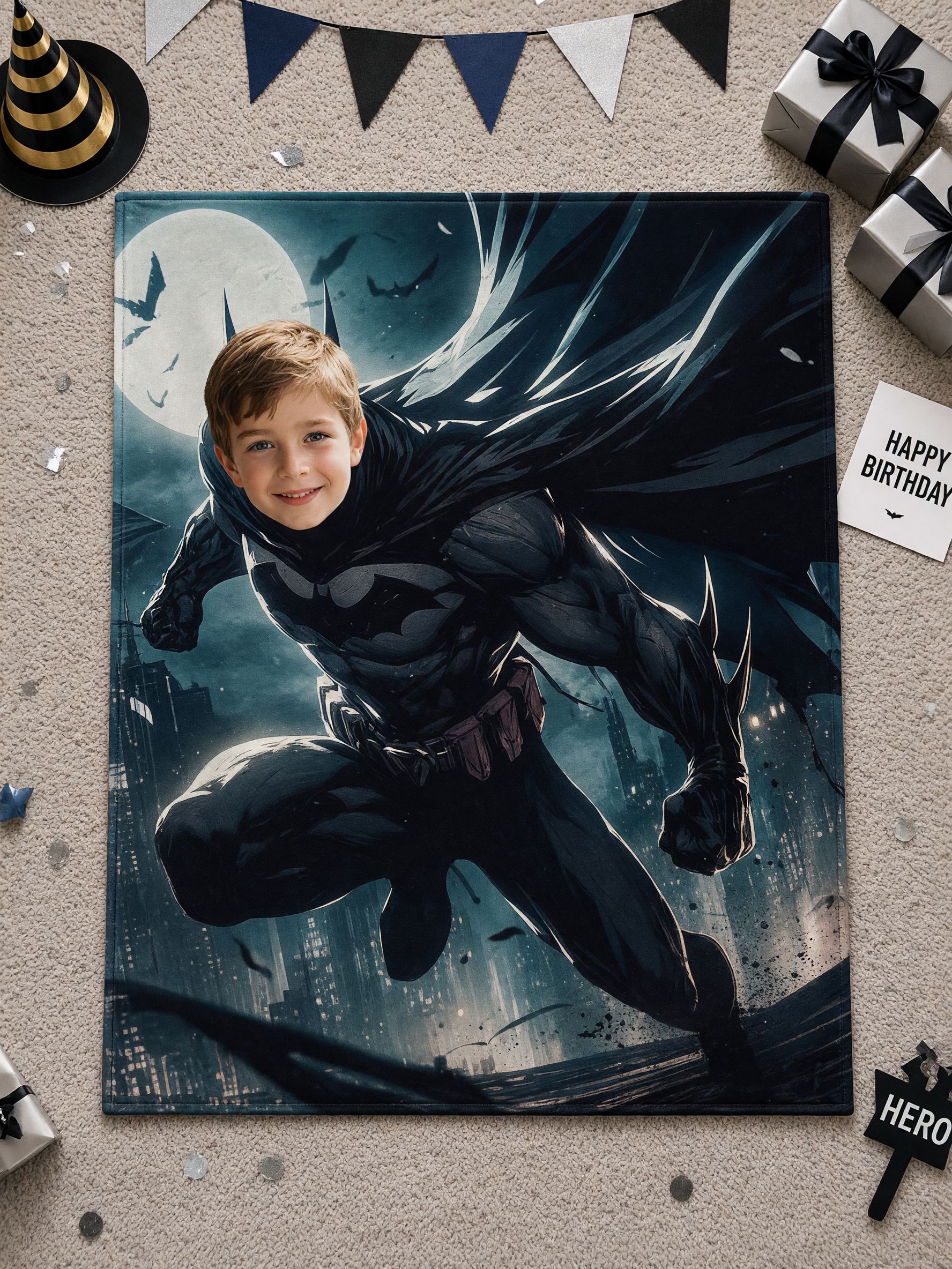 Personalized Superhero Face Photo Blanket Ultra Soft Anti-Pilling Flannel Throw Fleece Ideal Custom Gift