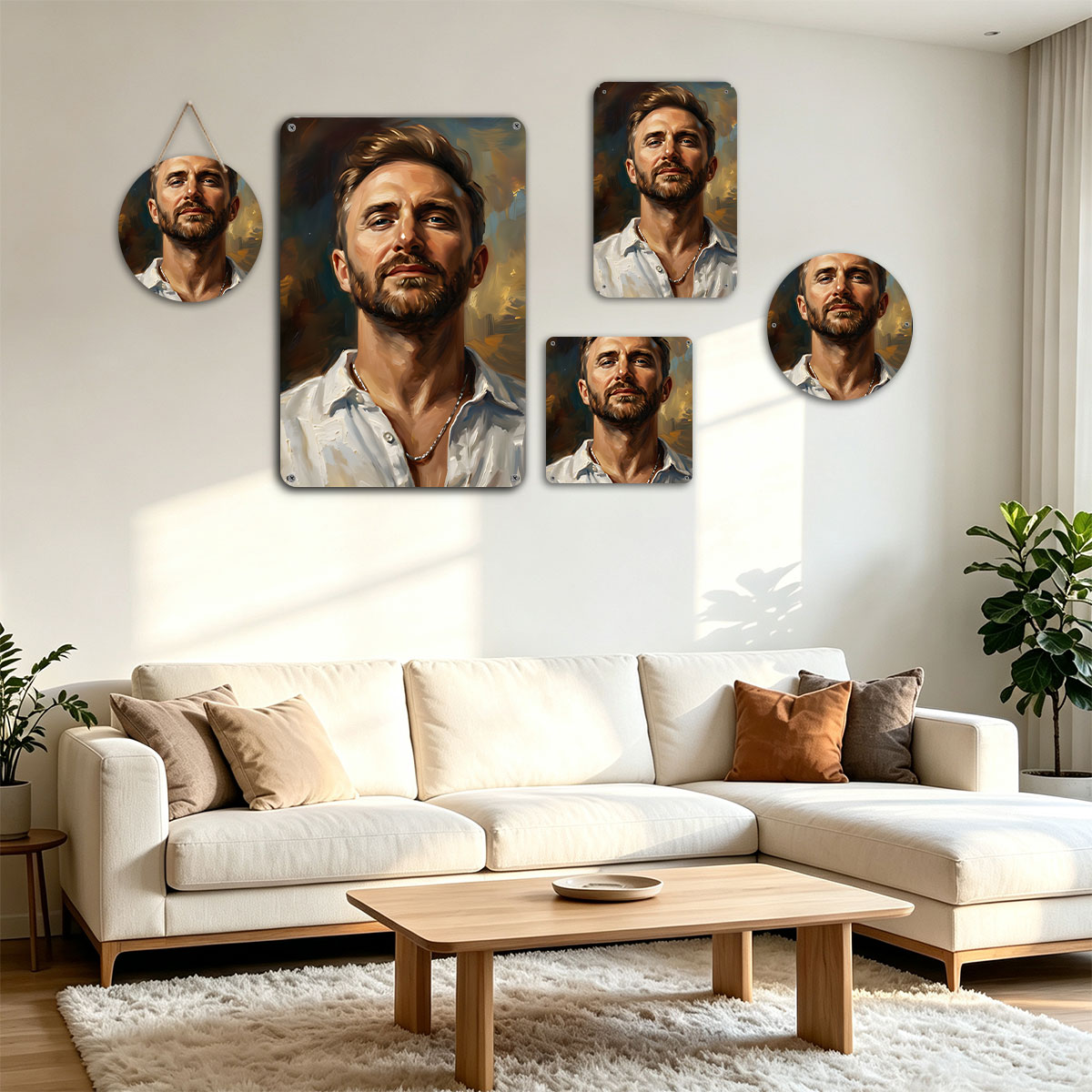 Portrait of a Man with Bearded Face and White Shirt - painting