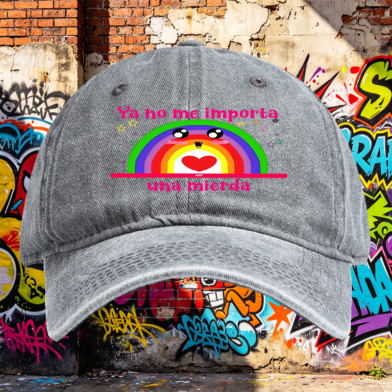 Unisex Classic Washed Cap with Rainbow Face and 