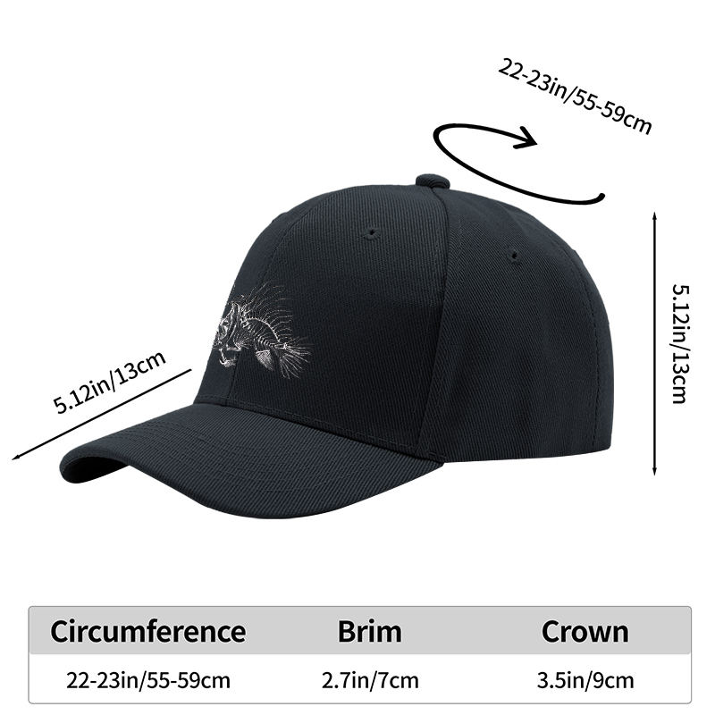 1pc New Baseball Cap with Fish Skeleton Print and Lantern Design Unisex Adjustable Hat for Outdoor Activities and Casual Wear Suitable for Adults and Teenagers