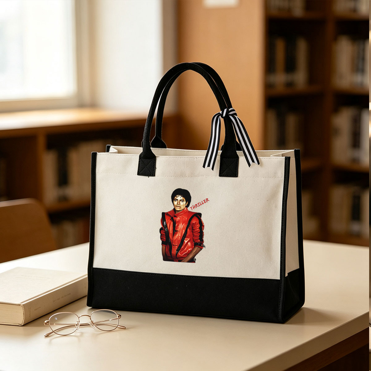 Michael Jackson in Iconic Red Thriller Jacket - Canvas patchwork gift tote bag