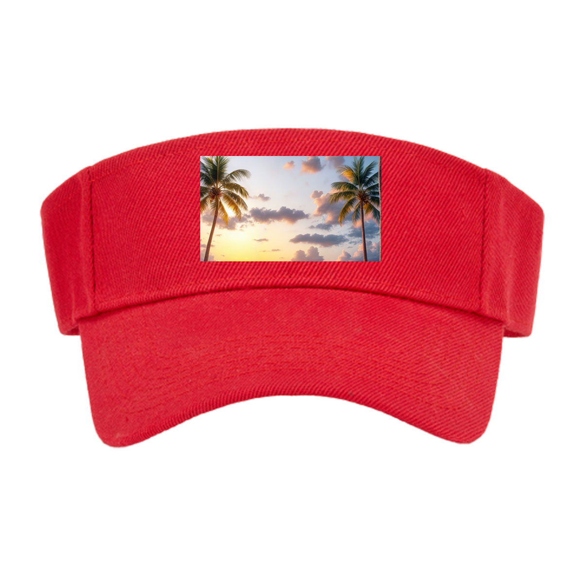 Tropical Sunset Beach with Palm Trees and Calm Ocean -  Visor cap