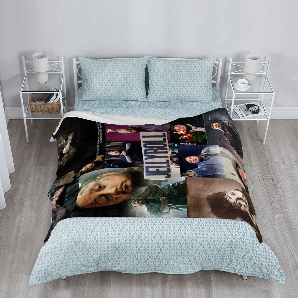 Jelly Roll Live Performance Collage Featuring Multiple Stage and Personal Moments - Blankets