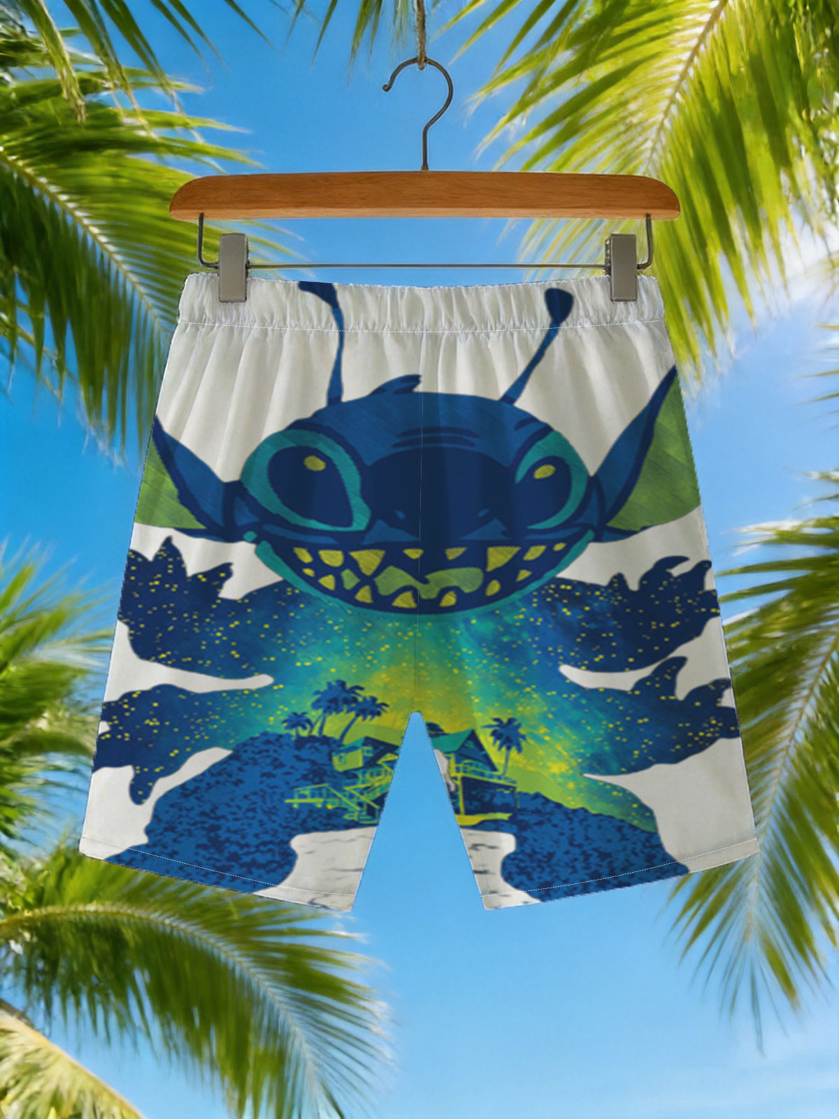 Stitch and Lilo in a Starry Night Adventure -  Beach shorts