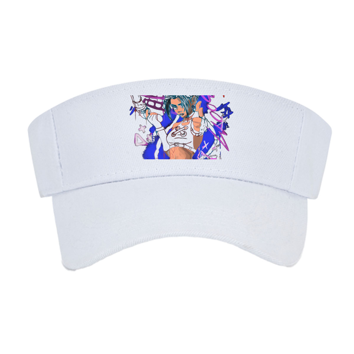 Gloomy Girl with Gun and Graffiti Background -  Visor cap