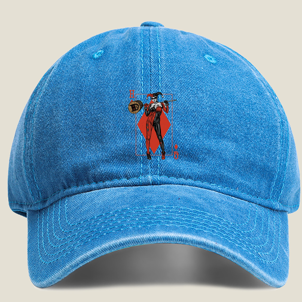 Harley Quinn - Queen of Diamonds - Washed Denim - Baseball Cap